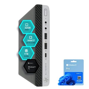 Refurbished HP EliteDesk 800G5 Mini Computer-Octa Core Intel i7-8 GB RAM-250 GB NVMe-Windows 11 Pro-Manufacturer Refurbished - 1 of 4