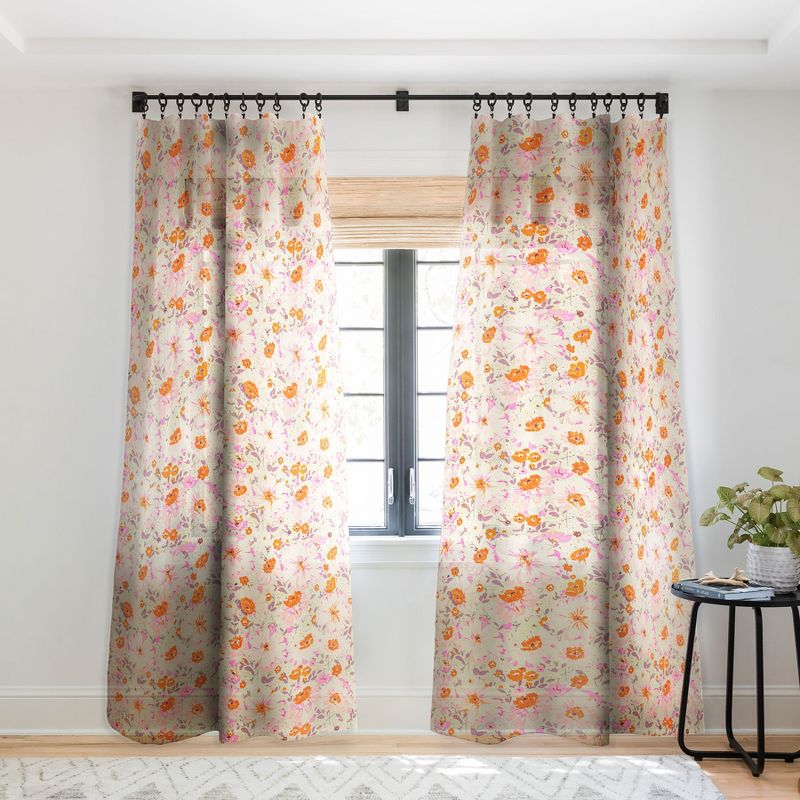 Alison Janssen Faded Floral Pink Citrus Single Panel Sheer Window Curtain - Society6, 1 of 7