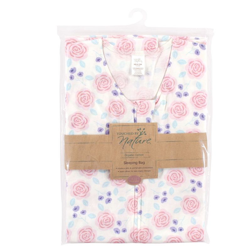 Touched by Nature Baby Girl Organic Cotton Sleeveless Wearable Sleeping Bag, Sack, Blanket, Pink Rose, 2 of 3