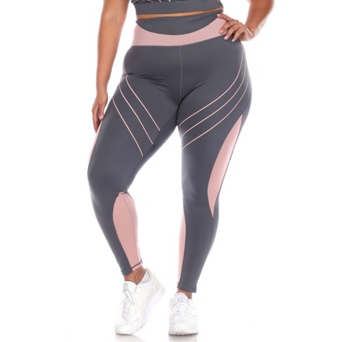 Plus Size High-waist Reflective Piping Fitness Leggings Grey 3x