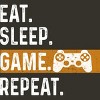 Junior's Design By Humans Eat Sleep Game Repeat By MeowShop T-Shirt - 2 of 2