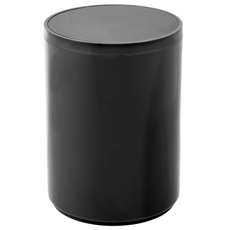 mDesign Plastic Small Round 1.7 Gallon Trash Can with Swing Lid, 1 of 7