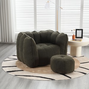 Sapphtopaz Soft Chenille Bean Bag Chair with Footstool Lazy Sofa Chair Bean Bag Chairs for Adults Stuffed High Resilient Foam for Gaming, Watching TV - 1 of 4