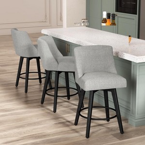 Counter Height Bar Stools, Upholstered Swivel Barstools Set of 2, Home Bar - 1 of 4