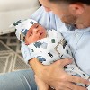 Sweet Jojo Designs Boy Baby Cocoon and Beanie Hat Swaddle Wrap Construction Truck Green Blue and White 2pc - 3 of 4