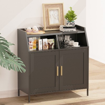 Metal Buffet Sideboard with Doors, Modern Sideboard for Living Room, Kitchen and Dining Room, Black - ModernLuxe
