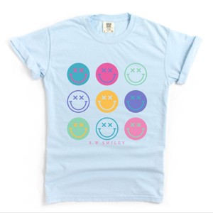 Simply Sage Market S.W.Smiley Stacked Smiley Faces Garment Dyed Tee - 1 of 4