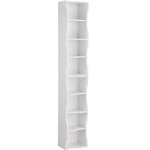 Gulches 9 in W x 12 in D x 71 in H White MDF Wall Mount Kitchen and Dining Cabinets with 8 Adjustable Shelves Wavy Border in White Finish - 1 of 4