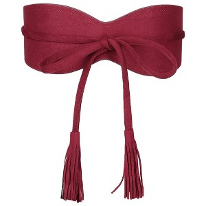 Elerevyo Womens Faux Suede Tassel Belt, Vintage Bow Tie Corset Cinch Obi Belts Waistband for Dress 1 Pc - 1 of 4