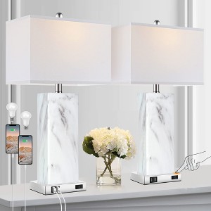 ROTTOGOON Touch Control Table Lamps Set of 2, Modern Ceramic Bedside Lamp with 2 USB Ports 1 AC Outlet, for Living Room Bedroom - 1 of 4