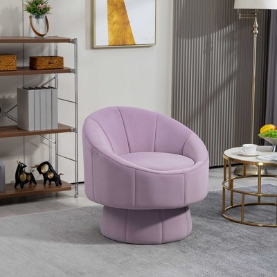 CAVINAS Velvet Swivel Accent Chair with Waist Cushion,Mid-Century Upholstered Swivel Living Room Chairs,Reading Chairs for Living Room