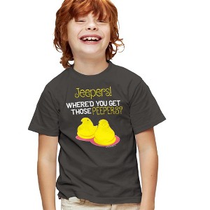 Easter Jeepers Where'd You Get Those Peepers Kids T-Shirt For Youth Charcoal - 1 of 4