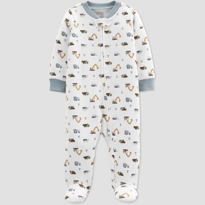 Image of Baby Boys' Construction Thermal Sleep N' Play - Just One You® made by carter's White/Gray 6M