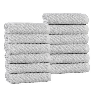 Viscose Cotton Blend Medium Weight Soft Textured Diagonal Ribbed Towel Set by Blue Nile Mills - 1 of 4