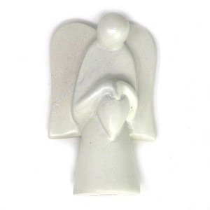 Slickblue Soapstone Angel Holding Heart / Star / Dog – 5-Inch Hand-Carved Sculpture, Gift of Comfort and Hope - 1 of 4