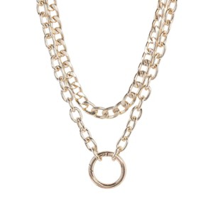Slickblue Women's Necklace, Gold Chunky Two Chain Clasp Pendant, Trendy and Bold Style, 15-20" - 1 of 2