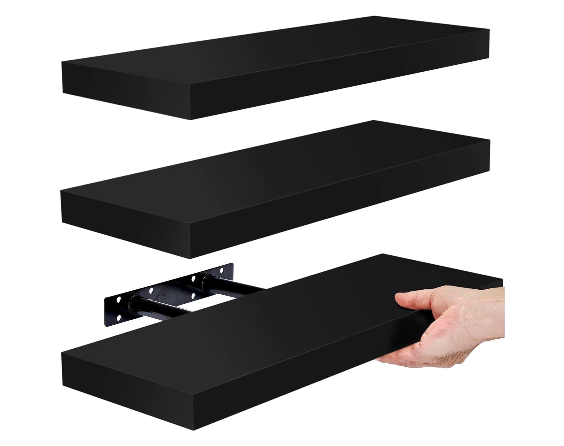 Sorbus 3 Pack 16 Inch Long Floating Wall Shelves for Bedroom, Decor, Kitchen, Living Room - for Trophies, Frames, Bookshelf