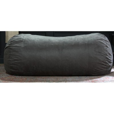 Vynxaria Charcoal Jasper Traditional 8 Foot Cylindrical Suede Bean Bag
