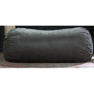 Vynxaria Charcoal Jasper Traditional 8 Foot Cylindrical Suede Bean Bag - 1 of 4
