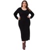 Agnes Orinda Women's Plus Size Ribbed Side Slit Crew Neck Long Sleeve Casual Slim Fit Bodycon Dresses - 3 of 4