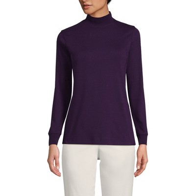 Lands' End Women's Relaxed Cotton Long Sleeve Mock Turtleneck