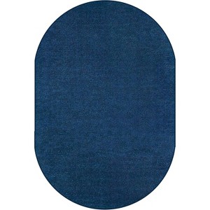 Carpets for Kids Mt St Helens Solids Collection Classroom Rug, Blueberry Blue, 7' 6" x 12' Oval - 1 of 4