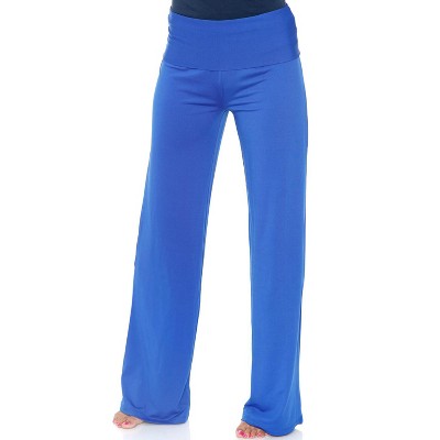 Women's Solid Printed Palazzo Pants Royal Blue Small - White Mark : Target