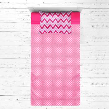 Bacati - MixNMatch Pink Chevron Dots 3 pc Toddler Sheet Set