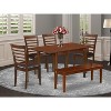 Victorian Dinette Set - 42/54" Dining Table with Leaf & 4 Faux Leather Chairs, Bench Included - 2 of 4