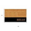 HomeRoots 24" X 36" Natural And Black Color Block Hello Outdoor Coir Door Mat - 3 of 4