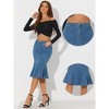 INSPIRE CHIC Women's High Waist Bodycon Ruffles Side Pockets Fishtail Midi Jean Skirt - 2 of 4