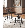 Signature Design by Ashley Set of 2 Valebeck Tall Swivel Barstools Bark : 30" Fixed Height, Round, Two-Tone Finish - 3 of 4