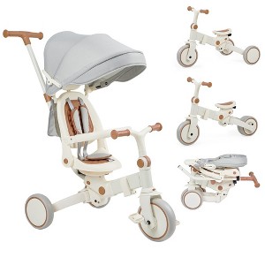 7 in 1 Baby Tricycle, Foldable Toddler Tricycle with Removable and Adjustable Parent Handle - 1 of 4