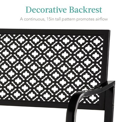 Elegant Geometric Steel Outdoor Bench in Black