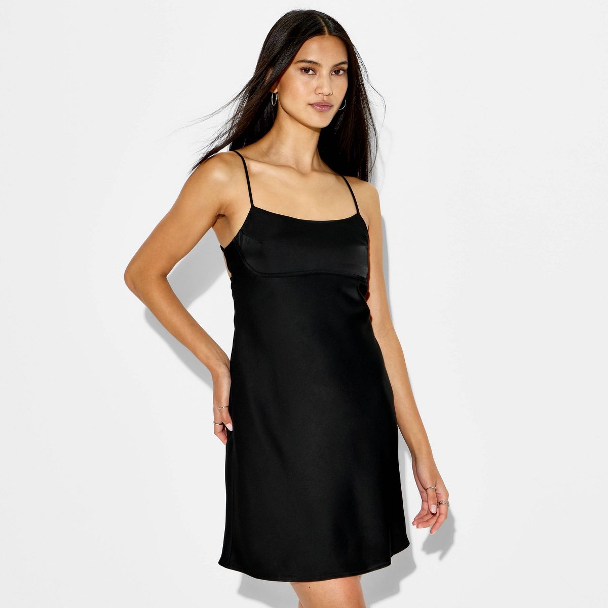 Women's Scrunchy Strap Back Fit and Flare Mini Slip Dress - Wild Fable™