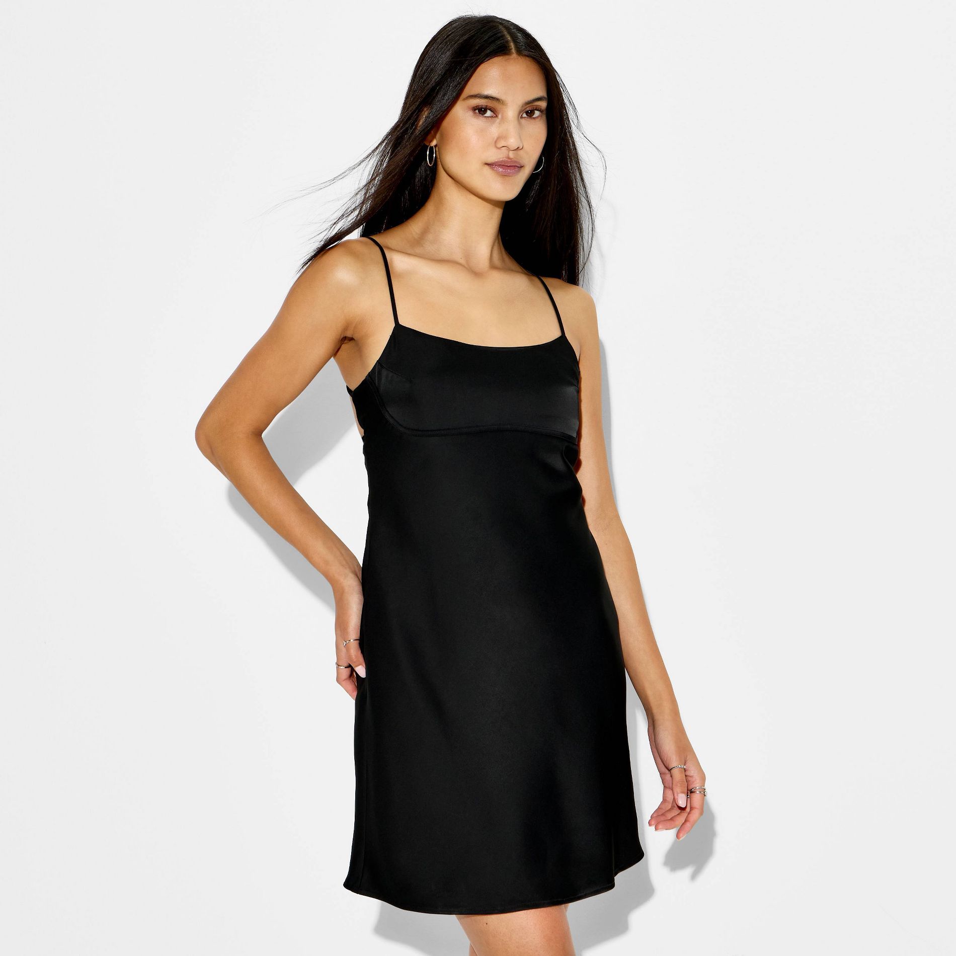Women's Scrunchy Strap Back Fit and Flare Mini Slip Dress - Wild Fable™