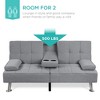 Best Choice Products Modern Linen Convertible Futon Sofa Bed w/ Removable Armrests, Metal Legs, Cupholders - 3 of 4