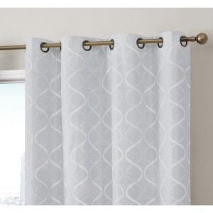HLC.ME Versailles Lattice Flocked 100% Complete Blackout Thermal Insulated Window Curtain Grommet Panels, Set of 2 - 1 of 4