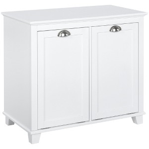 Aghana Digitals Bathroom Cabinet with Tilt-Out 2-Compartment Laundry Hamper, Water-Resistant MDF, - 1 of 4