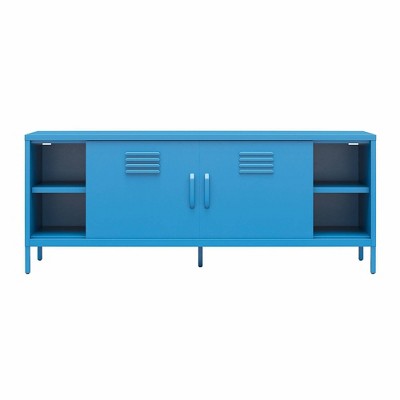 Bright Blue Metal Locker-Style TV Stand with Cabinet for TVs up to 65"