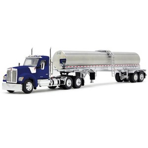 Kenworth W990 Day Cab with Walker Food Grade Tank Trailer Viper Blue 1/64 Diecast Model made by DCP/First Gear - 1 of 1