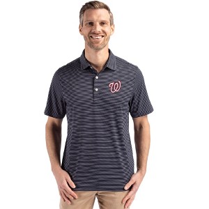 Washington Nationals Cutter & Buck Forge Epic Confidence Fine Line Stripe Stretch Recycled Mens Polo - 1 of 1