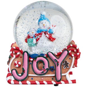 Northlight Musical Joy Gingerbread Sleigh with Snowman Christmas Snow Globe - 5.25" - 1 of 4