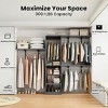 SEVOBAL Freestanding Coat Racks 6 Shelves and 3 Rods Heavy-Duty Wood Closet Organizer System， Adjustable Storage for Using, Gray, 15.8"*96.1"*75" - 2 of 4
