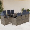 vidaXL 9-Piece Outdoor Dining Set - Gray Poly Rattan with Adjustable Chairs, Navy Cushions & Tempered Glass Table - 2 of 4