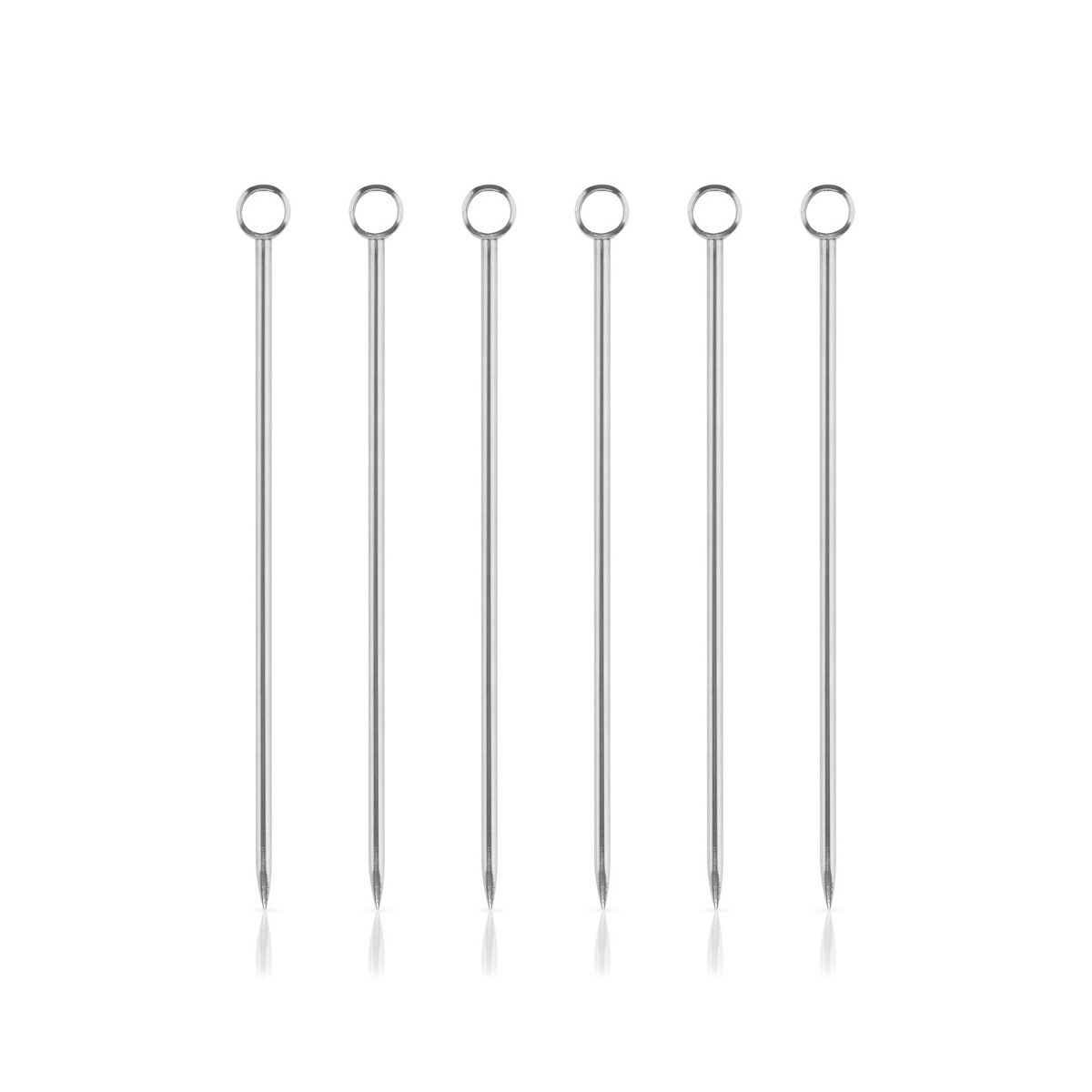 Viski Set of 6 Stainless Steel Cocktail Picks for Old Fashioned, Martini, 4.25? Skewers for Cherries, Olives, Limes, Oranges, Birthday Party, Wedding