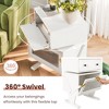 RoyalCraft Nightstand with LED Light Strips, Modern End Table with Rotating Drawer and Glass Door Storage for Bedroom or Home Office, White - 3 of 4