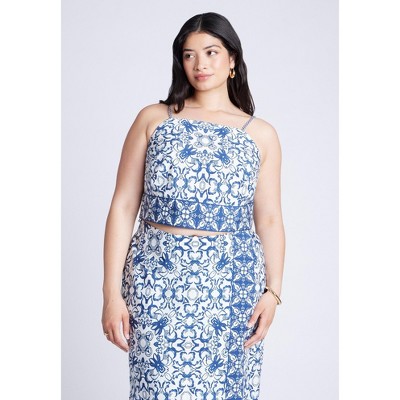 ELOQUII Women's Plus Size Printed Cropped Tank Top