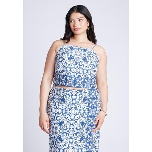 ELOQUII Women's Plus Size Printed Cropped Tank Top - 1 of 4