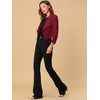 INSPIRE CHIC Women's Regular Fit Notched Lapel Ruched Sleeve Business Crop Blazer - 4 of 4